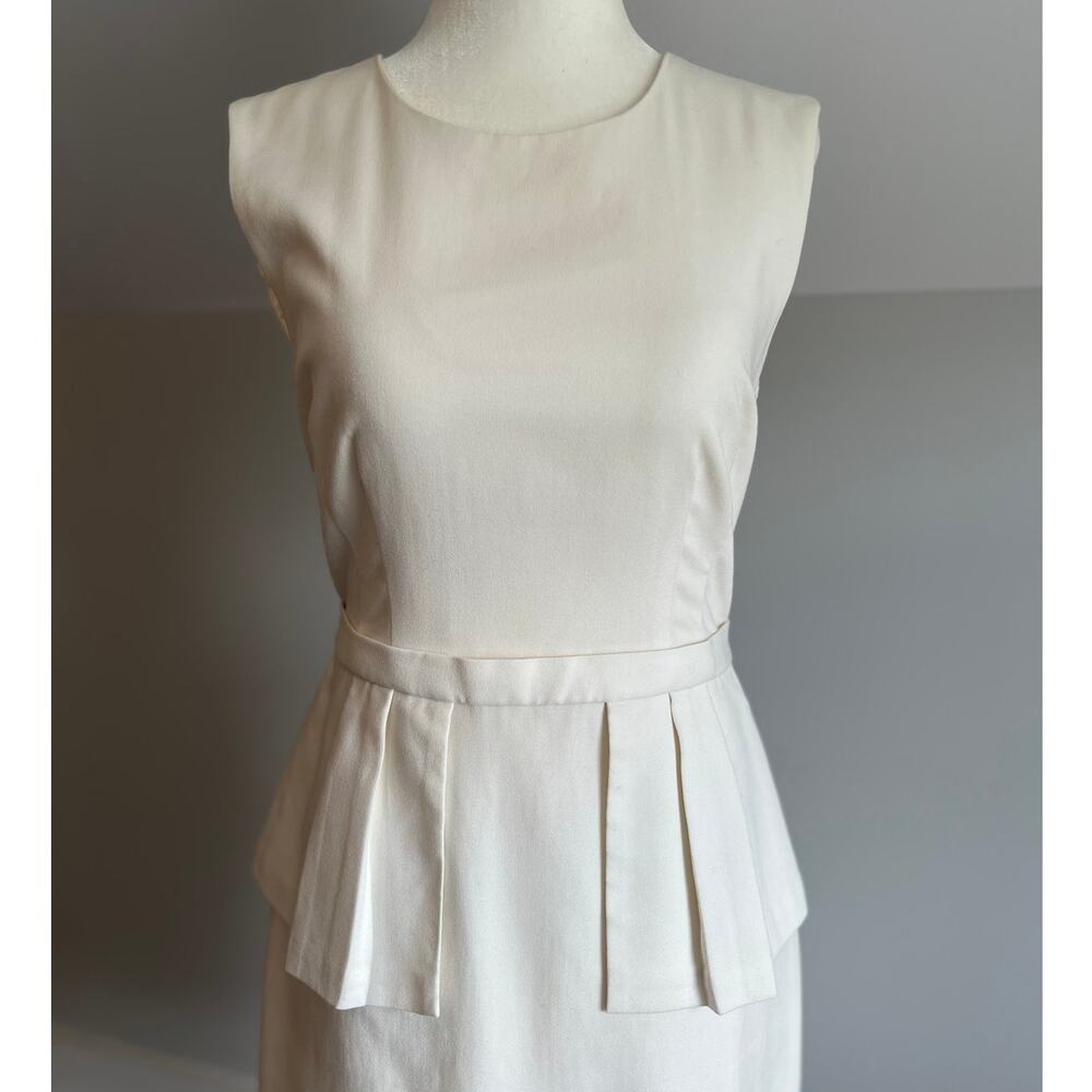 BCBG Cocktail dress peplum bodycon summer wedding cream 4 - Picture 2 of 8